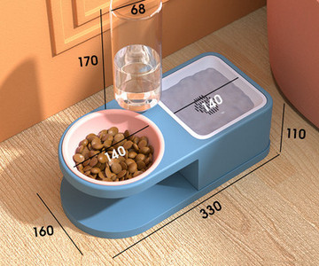 Bol dublu pentru mâncare cu dozator de apă pentru pisici