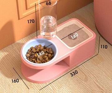 Bol dublu pentru mâncare cu dozator de apă pentru pisici