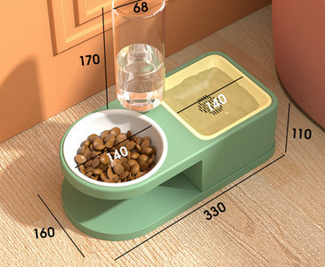 Bol dublu pentru mâncare cu dozator de apă pentru pisici