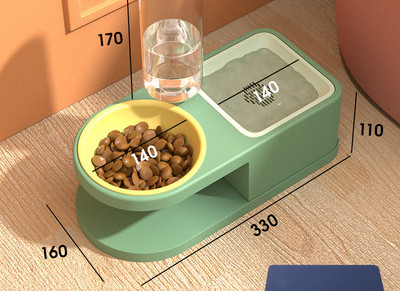 Bol dublu pentru mâncare cu dozator de apă pentru pisici