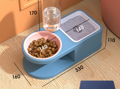 Bol dublu pentru mâncare cu dozator de apă pentru pisici