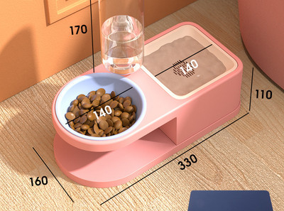 Bol dublu pentru mâncare cu dozator de apă pentru pisici