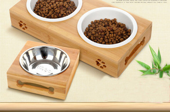 Μπολ για γάτες διπλό μπολ κεραμικό ανοξείδωτο ατσάλι με σταθεροποιημένο λαιμό μπολ φαγητού αντι-αναποδογυρισμένο φαγητό μπολ γάτα ρύζι προμήθειες γάτα