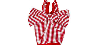 Bluză pentru câini în carouri cu panglică