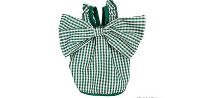 Bluză pentru câini în carouri cu panglică