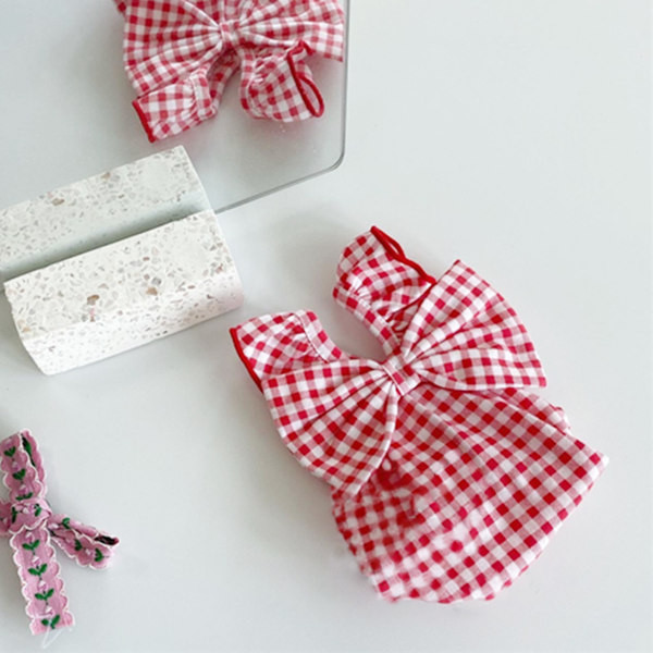 Bluză pentru câini în carouri cu panglică