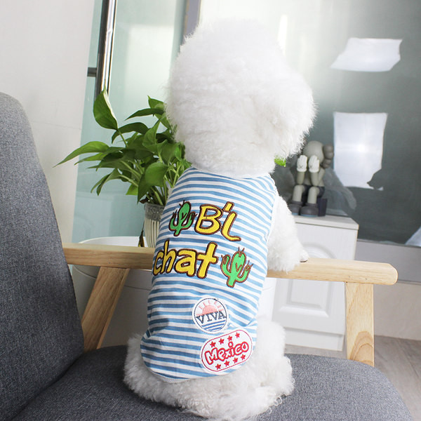 Prugasta bluza za psa s aplikacijom u boji