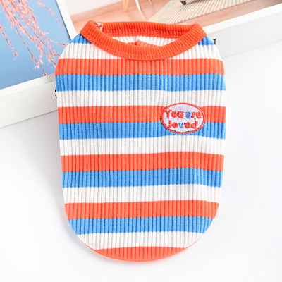 Vesta eleganta in dungi pentru caini cu broderie