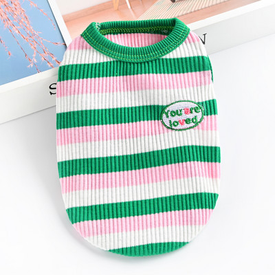 Vesta eleganta in dungi pentru caini cu broderie