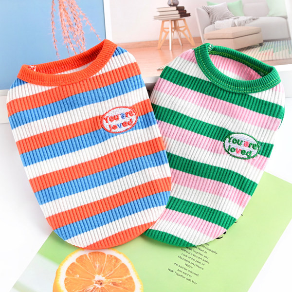 Vesta eleganta in dungi pentru caini cu broderie