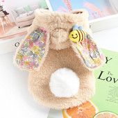 Jacheta de puf pentru caini in forma de iepure