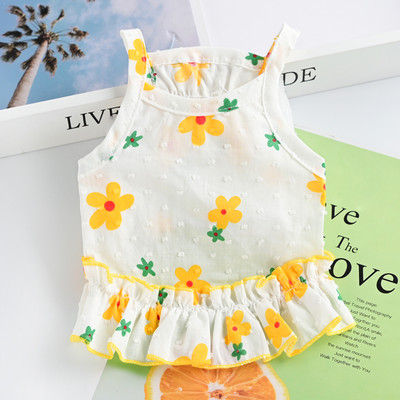 Rochie din bumbac cu bucle si model floral