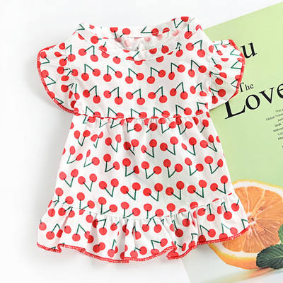 Rochie din bumbac cu bucle si model floral