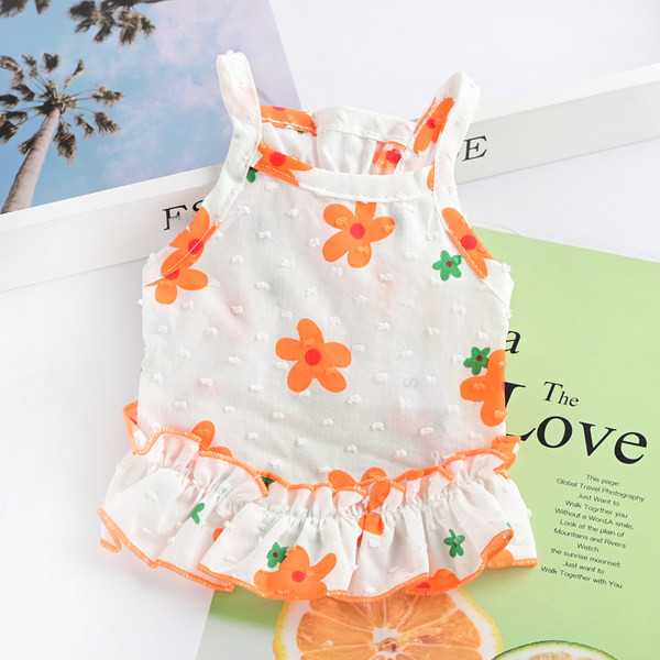 Rochie din bumbac cu bucle si model floral