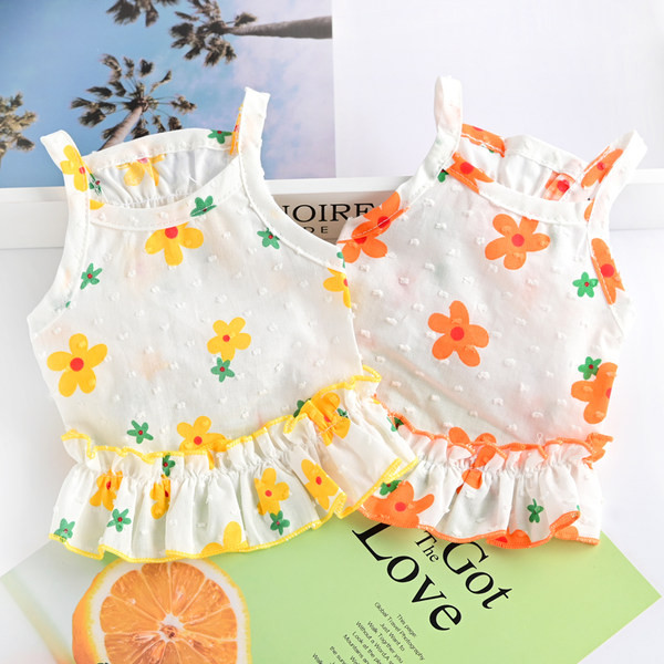 Rochie din bumbac cu bucle si model floral