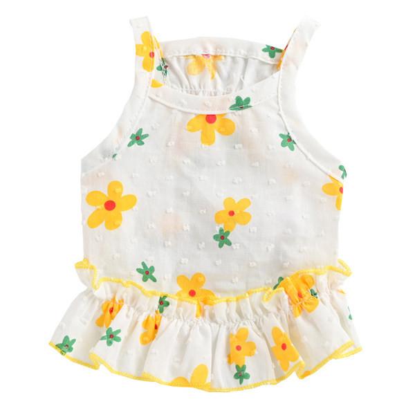 Rochie din bumbac cu bucle si model floral