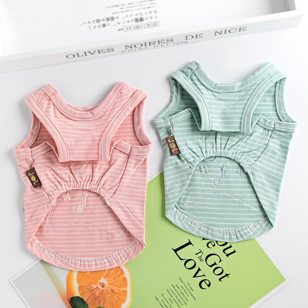 Aplikatsiooni ja tikandiga triibuline pluus koertele