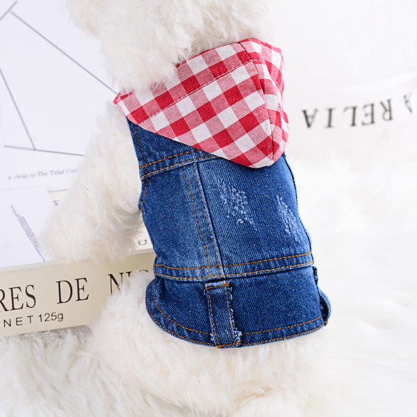 Vestă modernă din denim cu glugă pentru câini