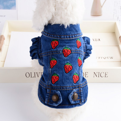 Μοντέρνο τζιν γιλέκο με κέντημα σε δύο μοντέλα για σκύλους