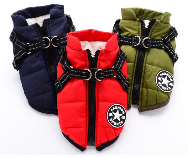 Vesta calda de iarna pentru caini cu fermoar