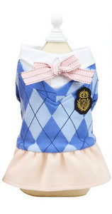 Καρό φόρεμα με κορδέλα για σκύλους