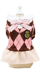 Καρό φόρεμα με κορδέλα για σκύλους