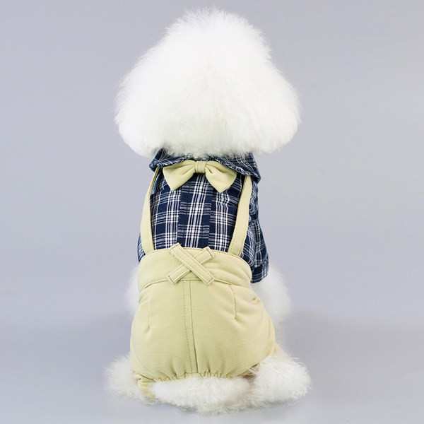 Îmbrăcăminte în carouri pentru câini cu panglică