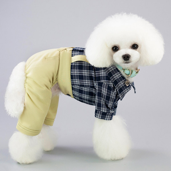 Îmbrăcăminte în carouri pentru câini cu panglică