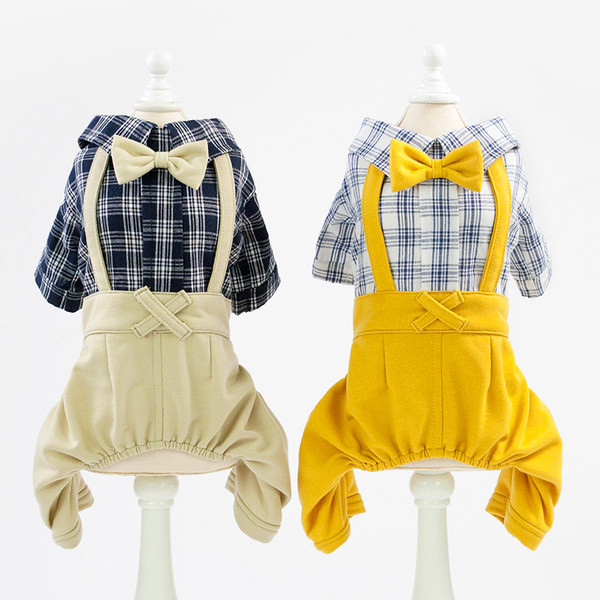 Îmbrăcăminte în carouri pentru câini cu panglică