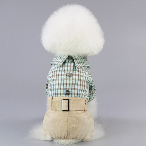 Cămașă și pantaloni în carouri pentru câini