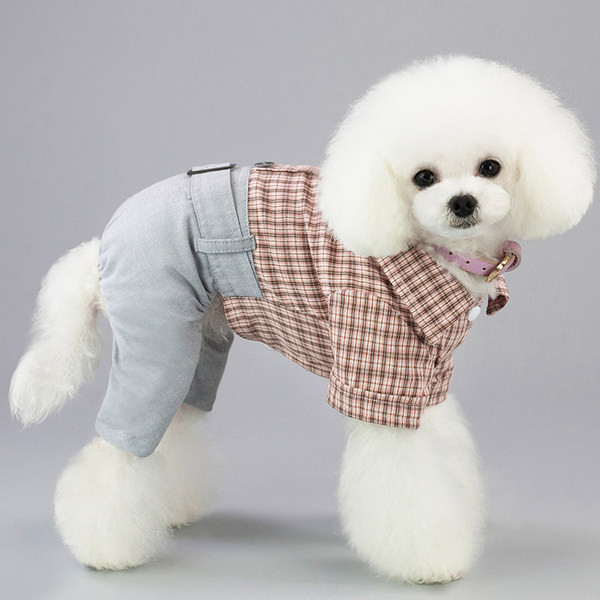 Cămașă și pantaloni în carouri pentru câini