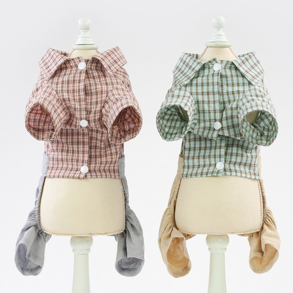 Cămașă și pantaloni în carouri pentru câini