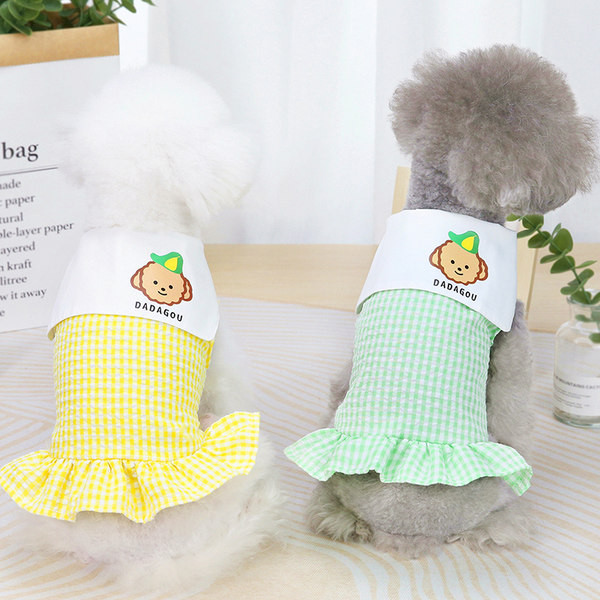 Ruuduline lokkidega kleit koertele