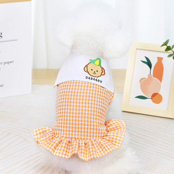 Ruuduline lokkidega kleit koertele