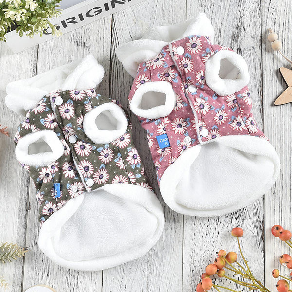 Bluza cu gluga si model floral pentru caini