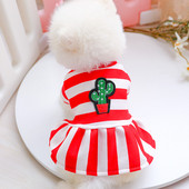 Rochie cu dungi cu broderie pentru caini