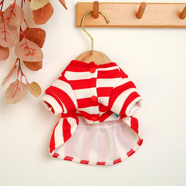 Rochie cu dungi cu broderie pentru caini