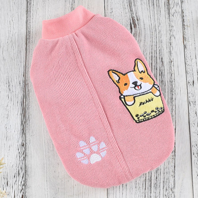 Geaca cu dungi cu broderie pentru caini