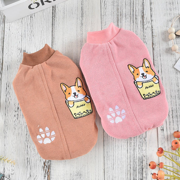 Geaca cu dungi cu broderie pentru caini