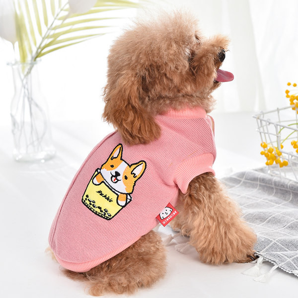 Geaca cu dungi cu broderie pentru caini