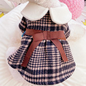 Karirana haljina za pse s trakom