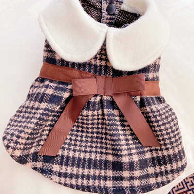 Karirana haljina za pse s trakom