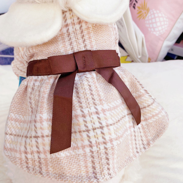 Karirana haljina za pse s trakom