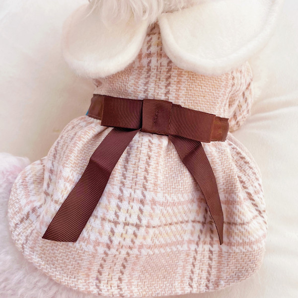 Karirana haljina za pse s trakom