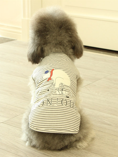 Bluză în dungi cu aplicație și inscripție pentru câini