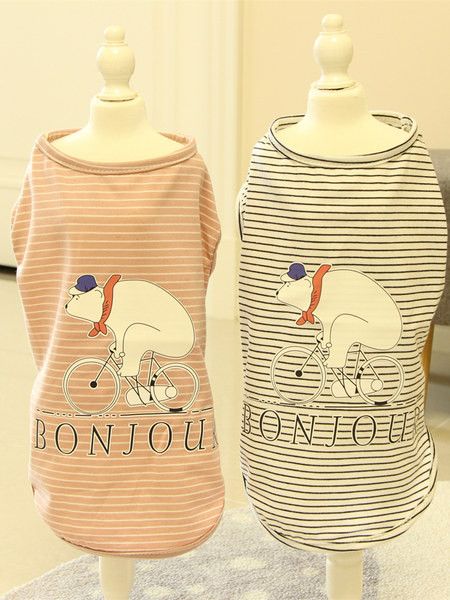 Bluză în dungi cu aplicație și inscripție pentru câini