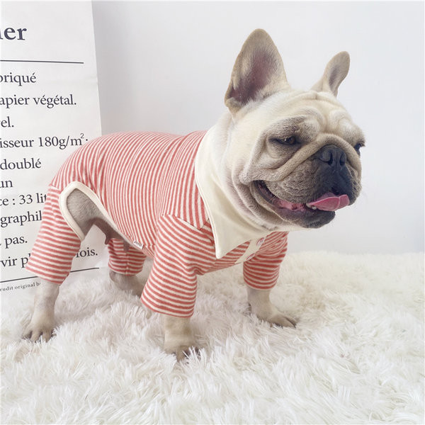 Nööpidega triibulised riided - koerale