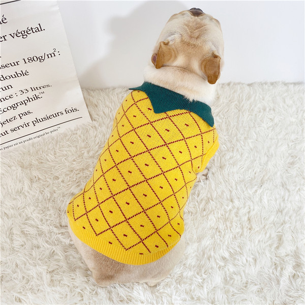 Pulover tricotat cu guler pentru caini