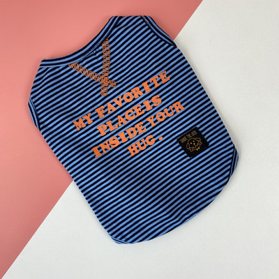 Bluză cu dungi cu inscripție pentru câini