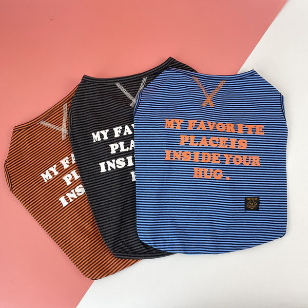 Bluză cu dungi cu inscripție pentru câini